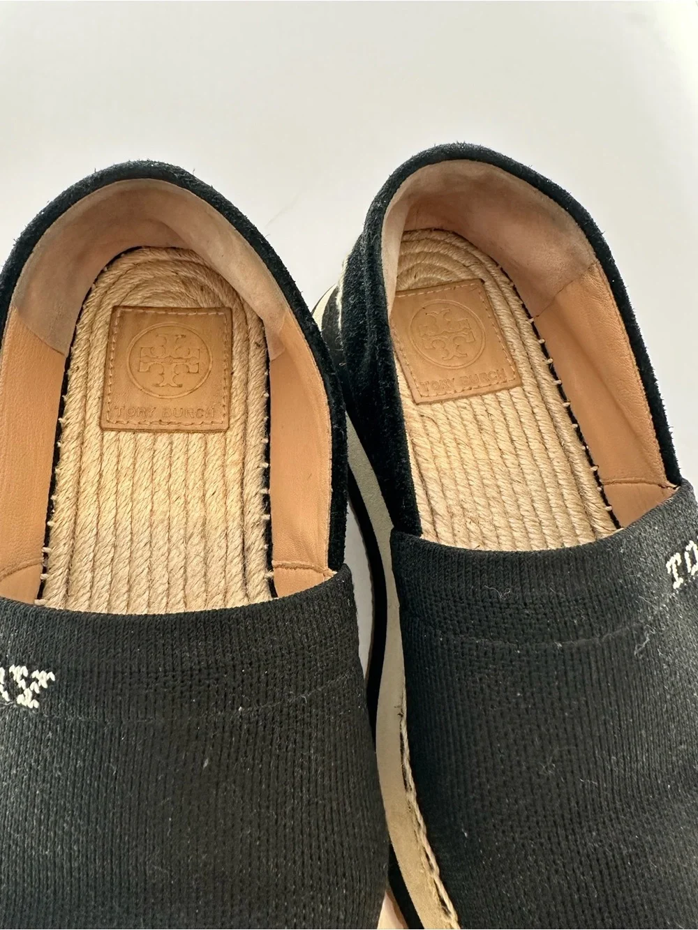 Tory Burch Black Canvas Espadrille Platform Slip-On Sneakers Size 6M